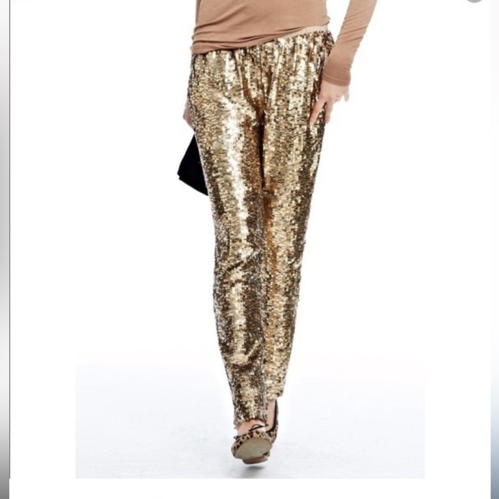 Calypso sequin pants sparkle new years silk lined size L